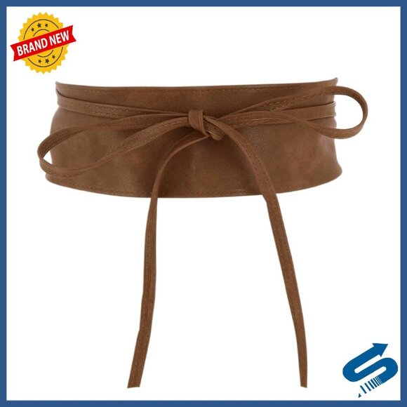 Wide Waist Belt - 3.5 Inch Obi Style, Polyurethane Leatherette, S-M